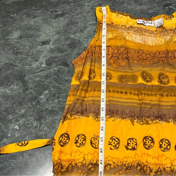 Pretty Pink Made In Nepal Dress Size Small NWOT Yellow Orange Sunset Motif - Picture 10 of 15